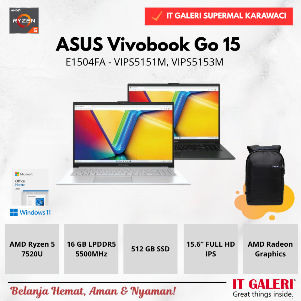 Jual ASUS Vivobook Go 15 E1504FA VIPS5151M VIPS5153M - AMD Ryzen 5 ...