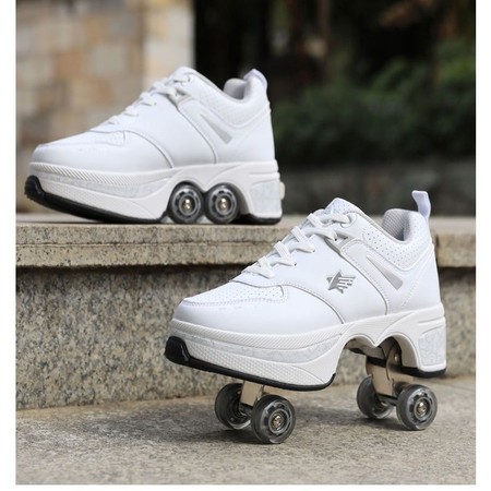 Jual Sepatu Roda 4 Roller Skates Sneaker PU Leather Fashion Shoes ...