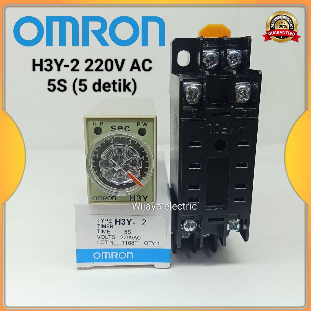 Jual timer Omron H3Y-2 / h3y2 220v AC 5s 5detik 5a 8pin plus socket ...