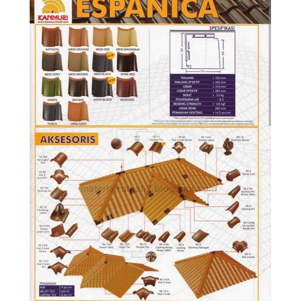Jual Genteng keramik kanmuri espanica natural | Shopee Indonesia