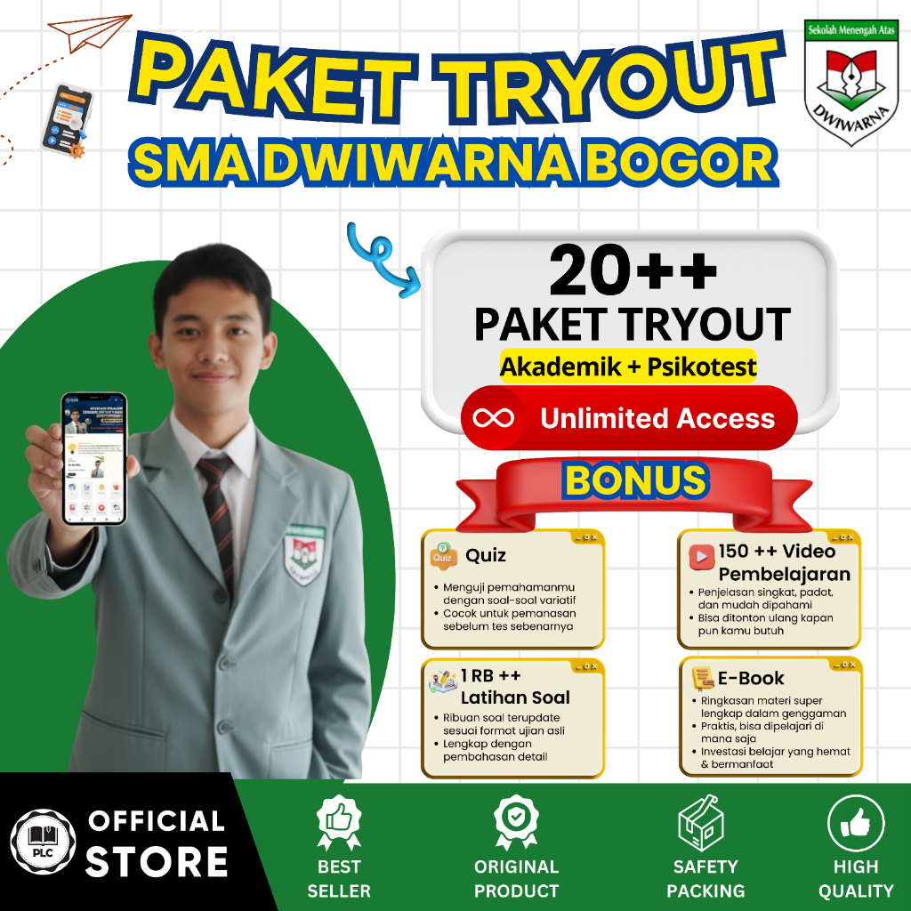 Jual Tryout Online SMA DWIWARNA 2026 E-learning Terupdate Aplikasi CAT ...