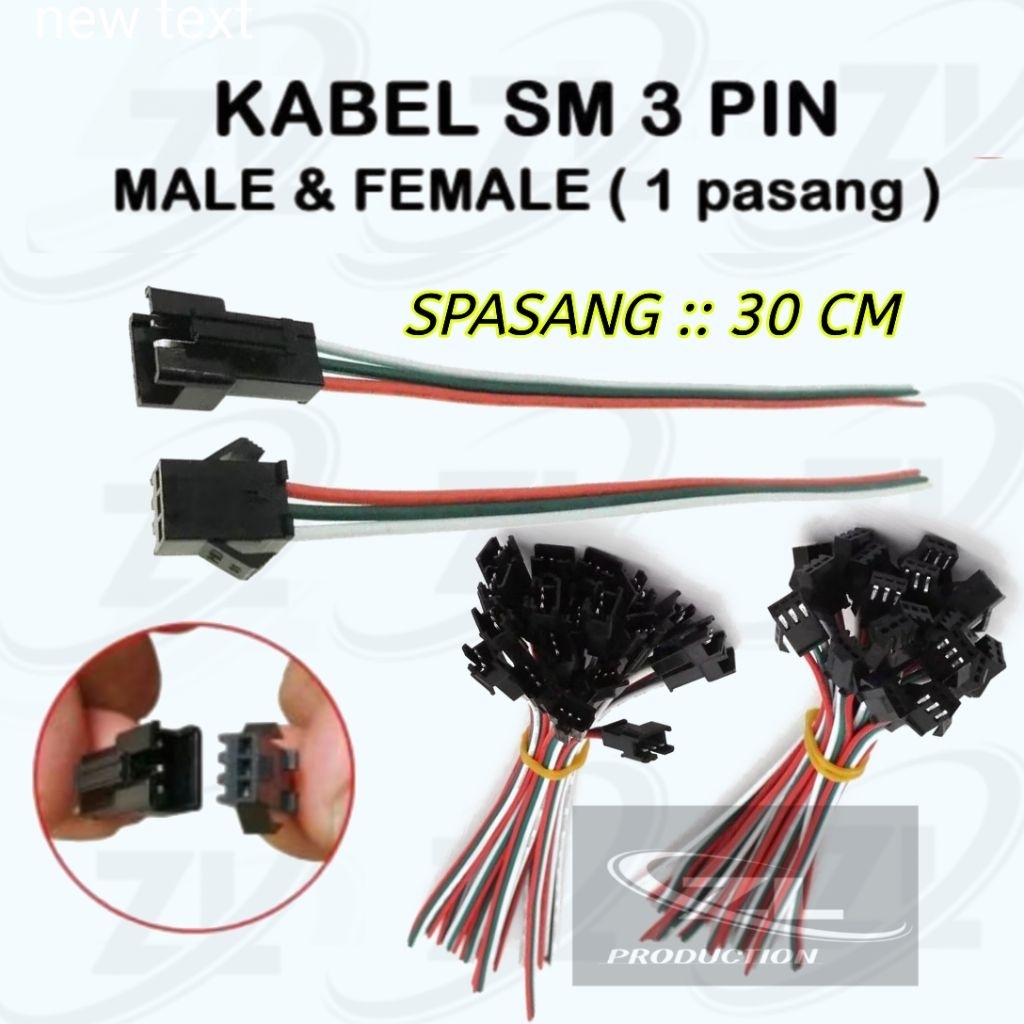 Jual SPASANG soket JST 3 pin + kabel. cocok buat led setrip RGB ws2811 ...
