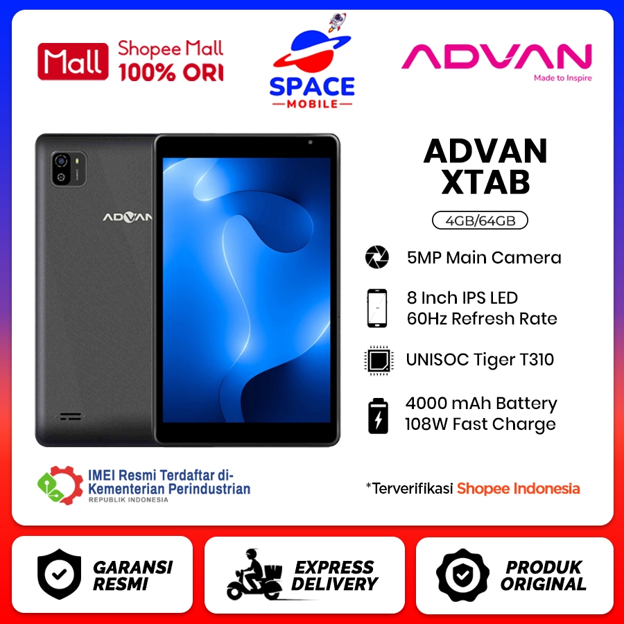 Advan XTab [4GB+64GB] - Garansi Resmi 1 Tahun