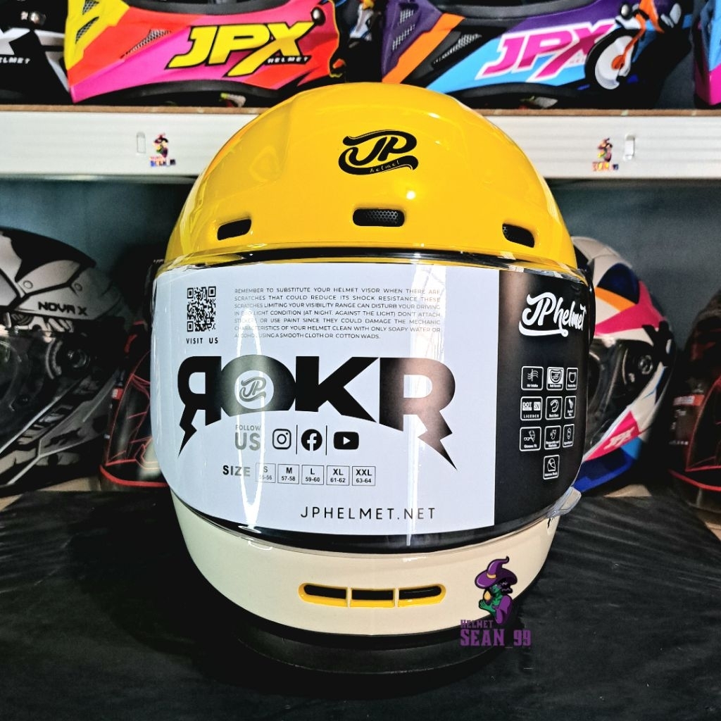 Jual HELM JPX JP ROKR MOTIF RK 03 YELLOW MELON ORANGE FULL FACE ...