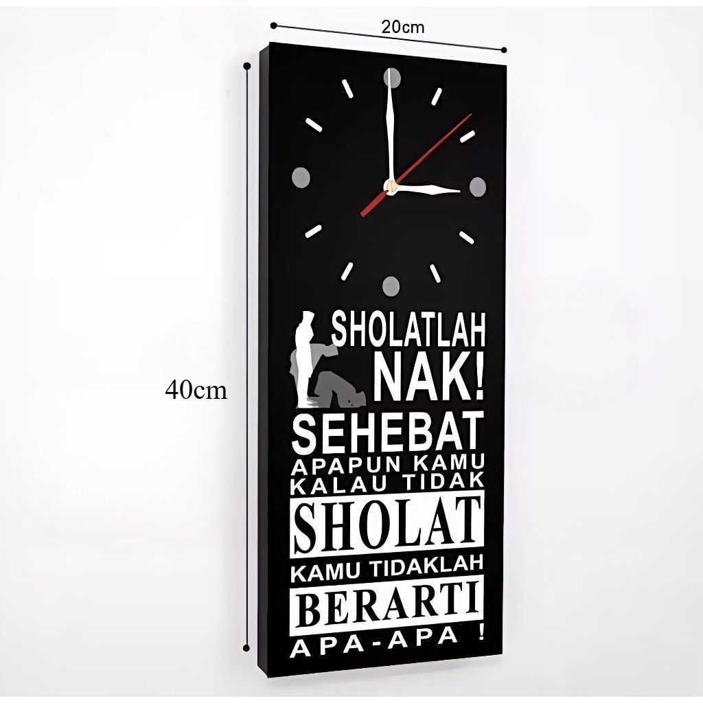 P005 JAM DINDING DEKORASI MOTIVASI ISLAMI JAM DINDING QUOTES/QUOTE JAM DINDING HIASAN DINDING Jam Dinding Islam Kata Motivasi  Sholat 20 x 40 cm Persegi Panjang  Dekorasi Rumah Anti Luntur