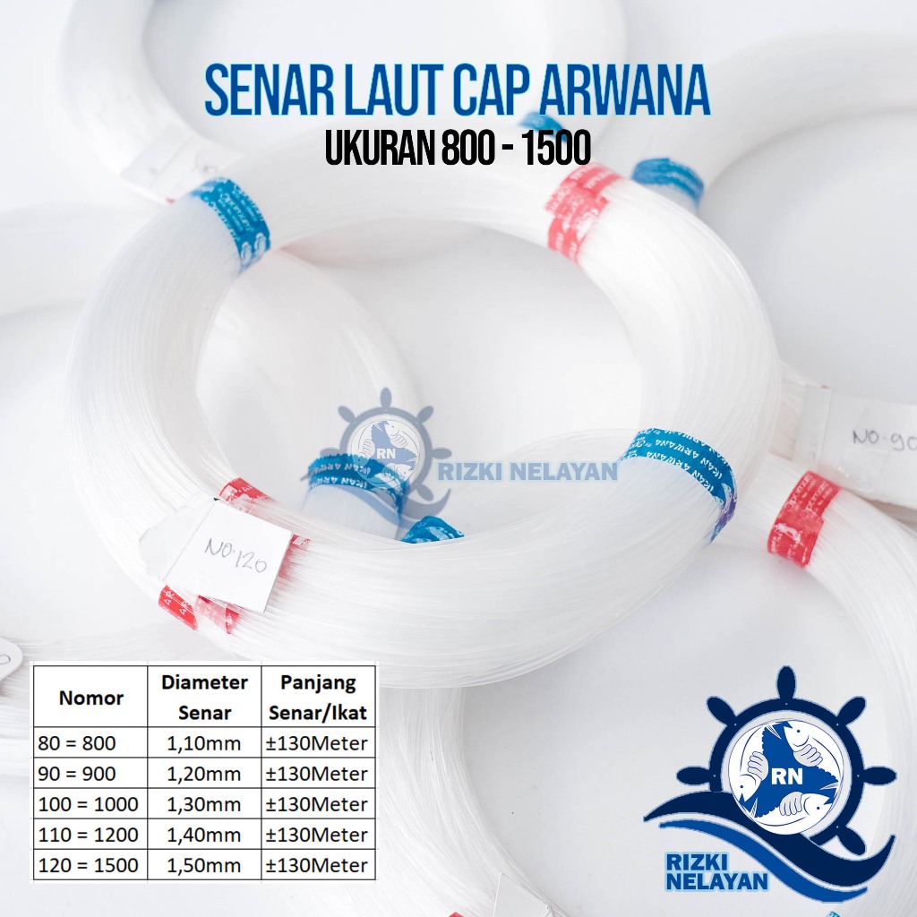 Jual Senar Tali Pancing Laut Untuk Handline Merek Arwana Warna Putih ...