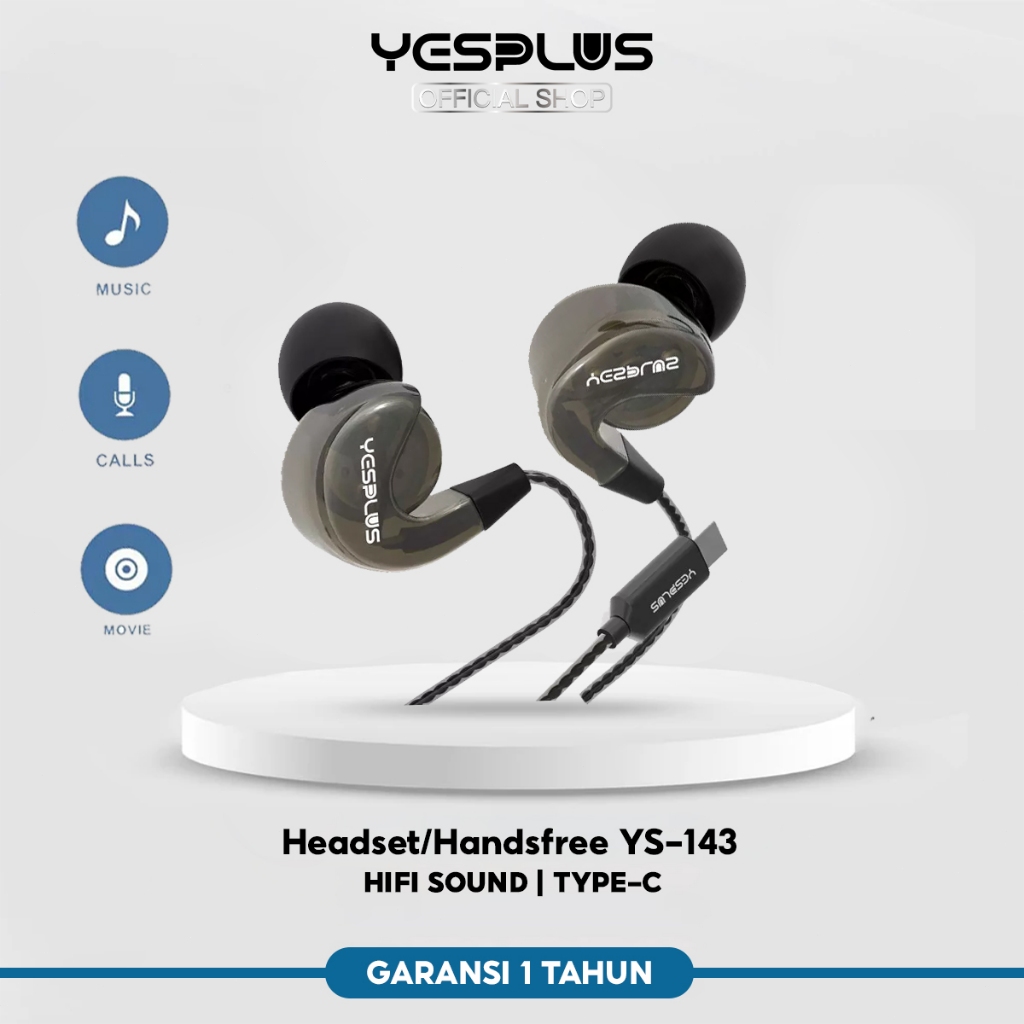Jual YESPLUS Headset YS-143 Type-C 3D Subwoofer Headset Powerful Bas ...