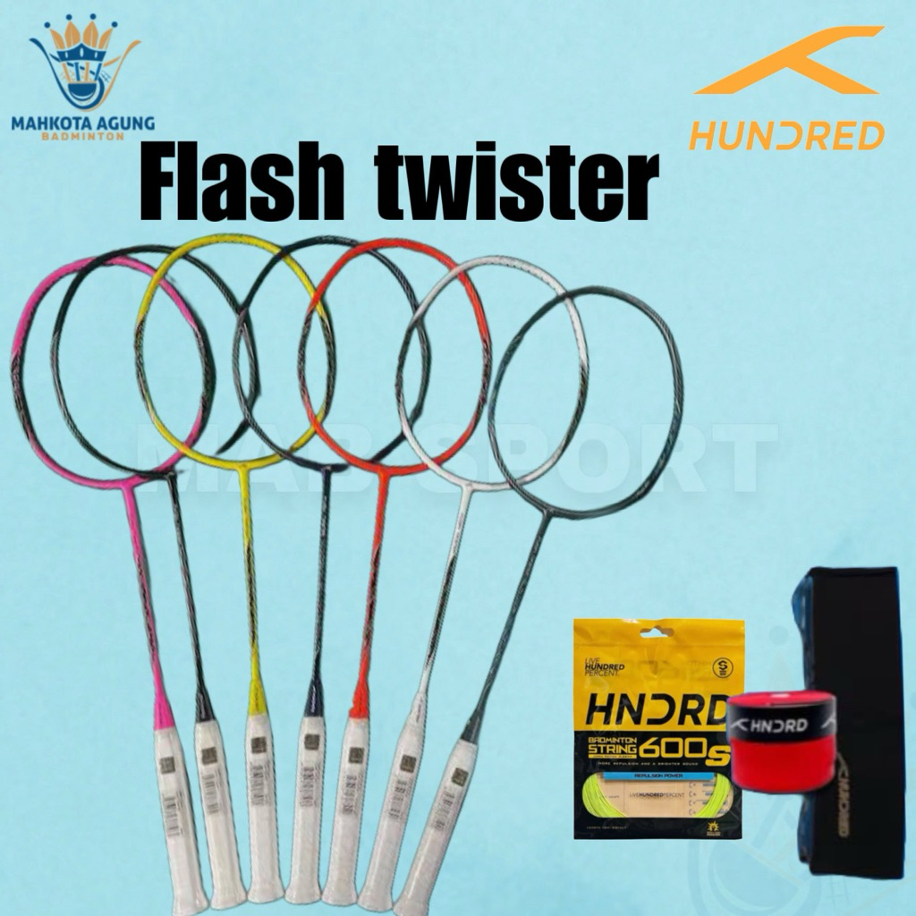 Jual Raket Badminton HNDRD HUNDRED FLASH TWISTER 32lbs Original lengkap ...