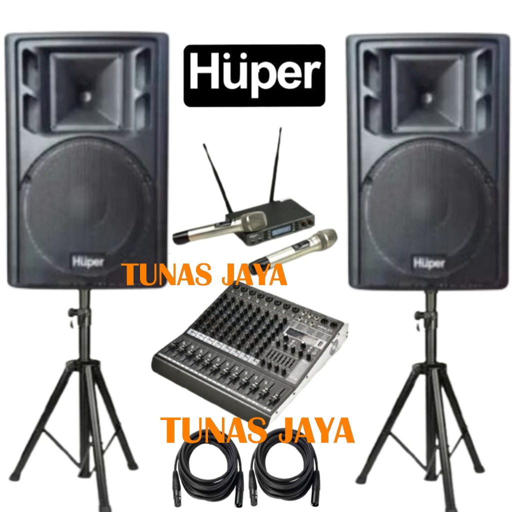 Jual Paket Sound System Huper HA400 15Inch Aktif Komplit Mixer Ashley ...