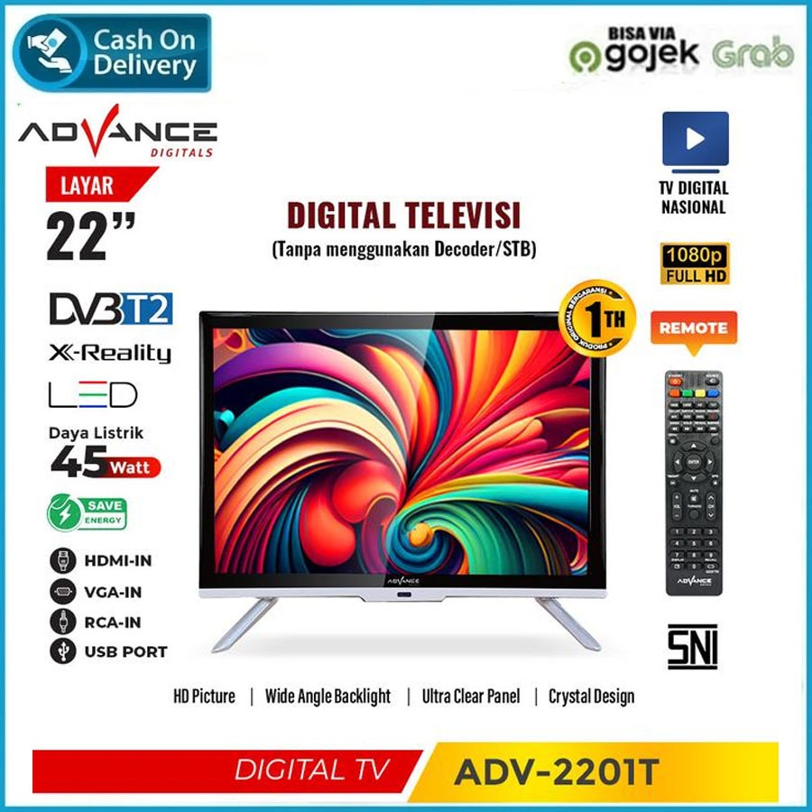 Jual TV LED Digital Advance ADV-2201T TV HD 22 Inch Full Hd TV Free ...