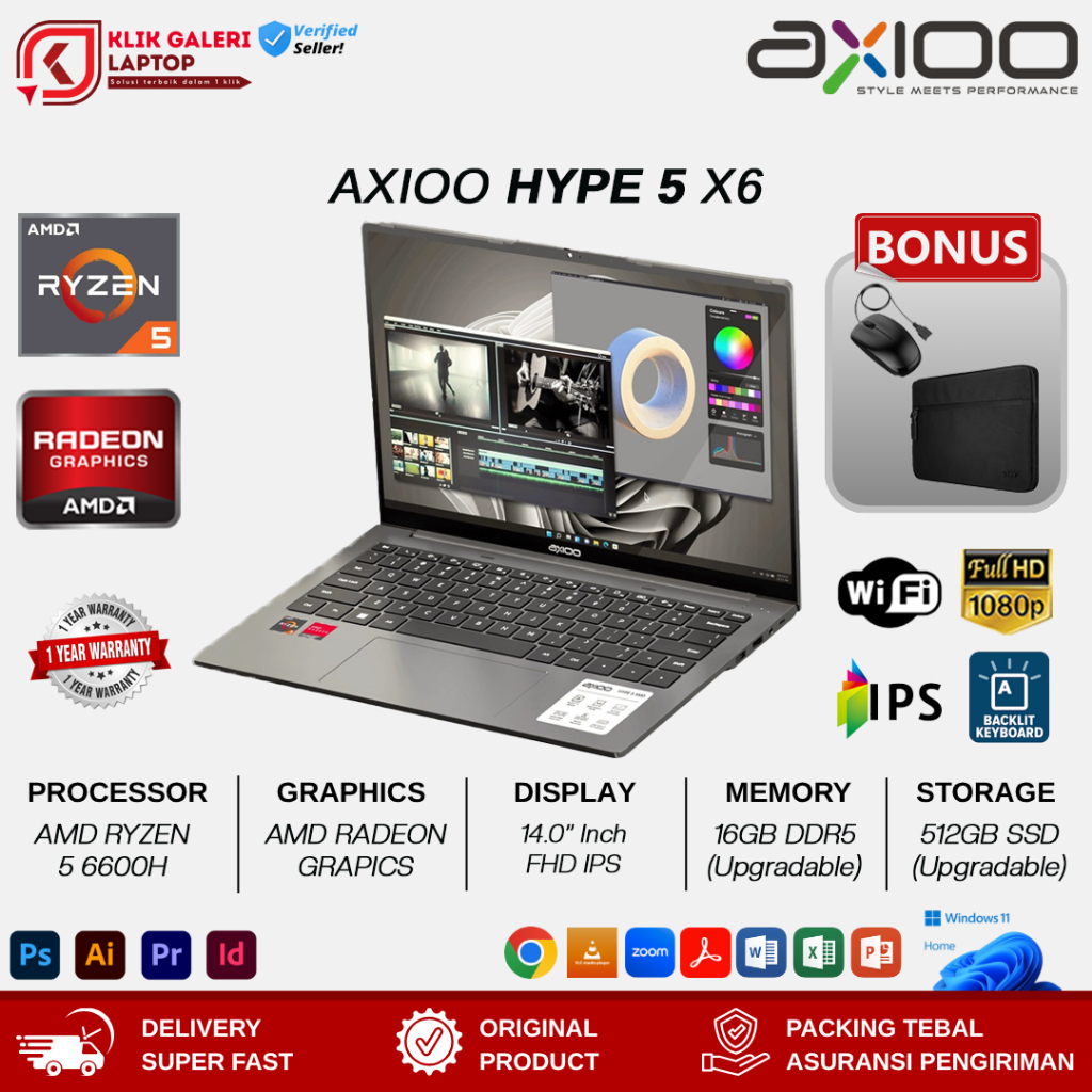 Jual Laptop Gaming Axioo Hype 5 X6 AMD Ryzen 5 6600H 16GB DDR5 1TB SSD ...