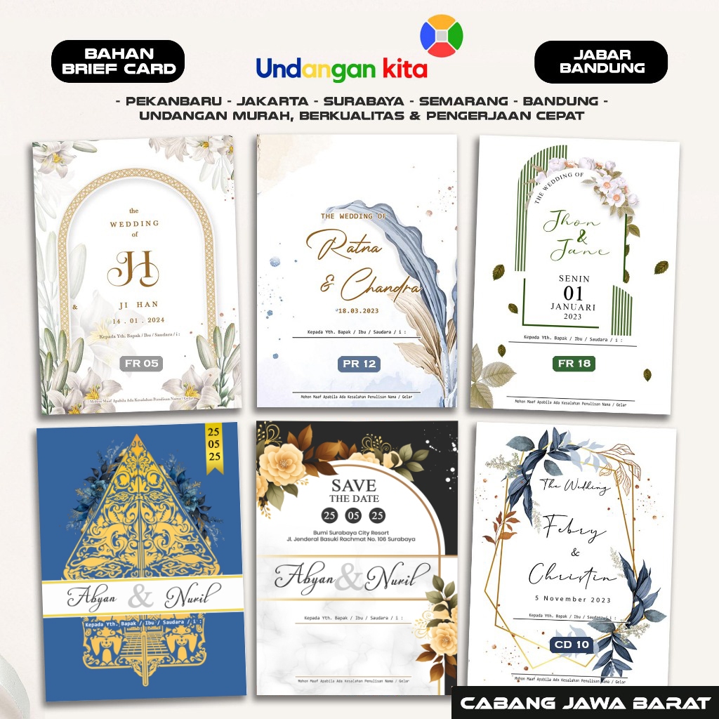 Undangan Pernikahan Briefcard BC 150 GSM Murah Elegan Rustic Tersedia Bandung Jakarta Surabaya Semarang Pekanbaru