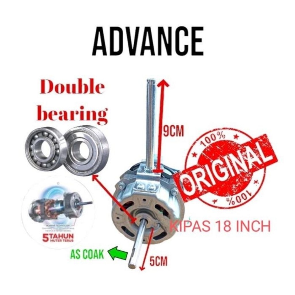 Jual DINAMO KIPAS ANGIN ADVANCE TDS JUARA AS COAK DOUBELBEARING 16-18 ...
