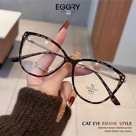 Eggry Eyewear Kacamata Photocromic Minus Lensa Anti Radiasi Anti Blueray Model Cat Eye Fashion