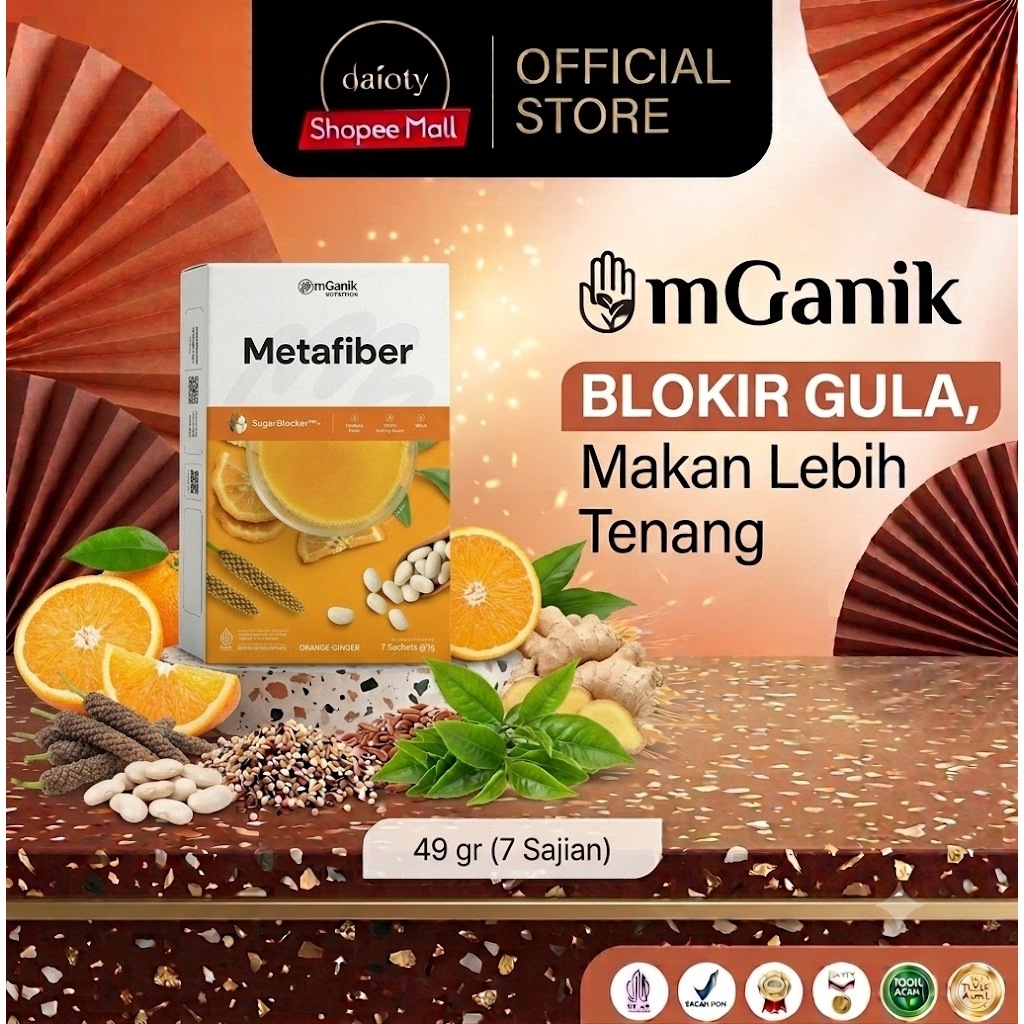 mGanik Metafiber 7 Sachet - Suplemen Serat Diabetes Herbal Alami
