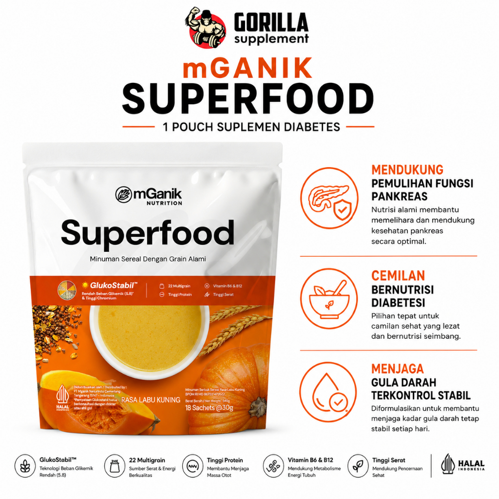 mGanik SUPERFOOD 540 Gram - Makanan Diabetes Suplemen BPOM & HALAL