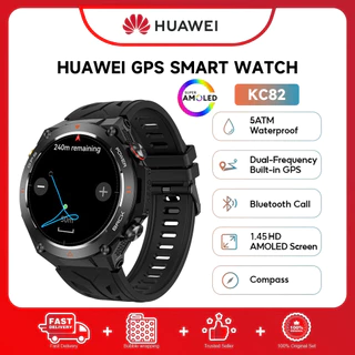 ORI HUAWEI KC82 Smartwatch GPS Map | 1.45 Amoled | 5ATM Waterproof | Compass | Altitude Air Pressure jam olahraga | Neo GPS Smartwatch - IP69K Tahan Air, Pelacakan Real-Time, Layar Anti Gores