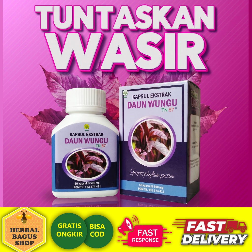 Obat Ambeien Ambeyen Ampuh Stadium 1-4 Susah BAB Berdarah Benjolan Wasir Ampuh - Kapsul Daun Wungu