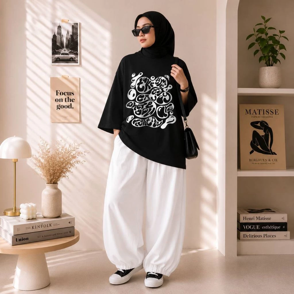 Baju Kaos Oversize Reglan SABHIRA Wanita Cotton Combed 24s Tebal 185 GSM Variasi Bloza - foto 1