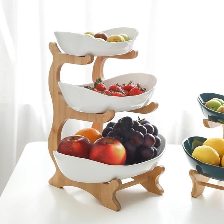 Plates Nordic Tempat Buah Estetik Piring Nampan Buah Wadah Mewah Yang Dapat Dua Lapisan Pelengkap Makanan Kerajinan Rumah Display Meja