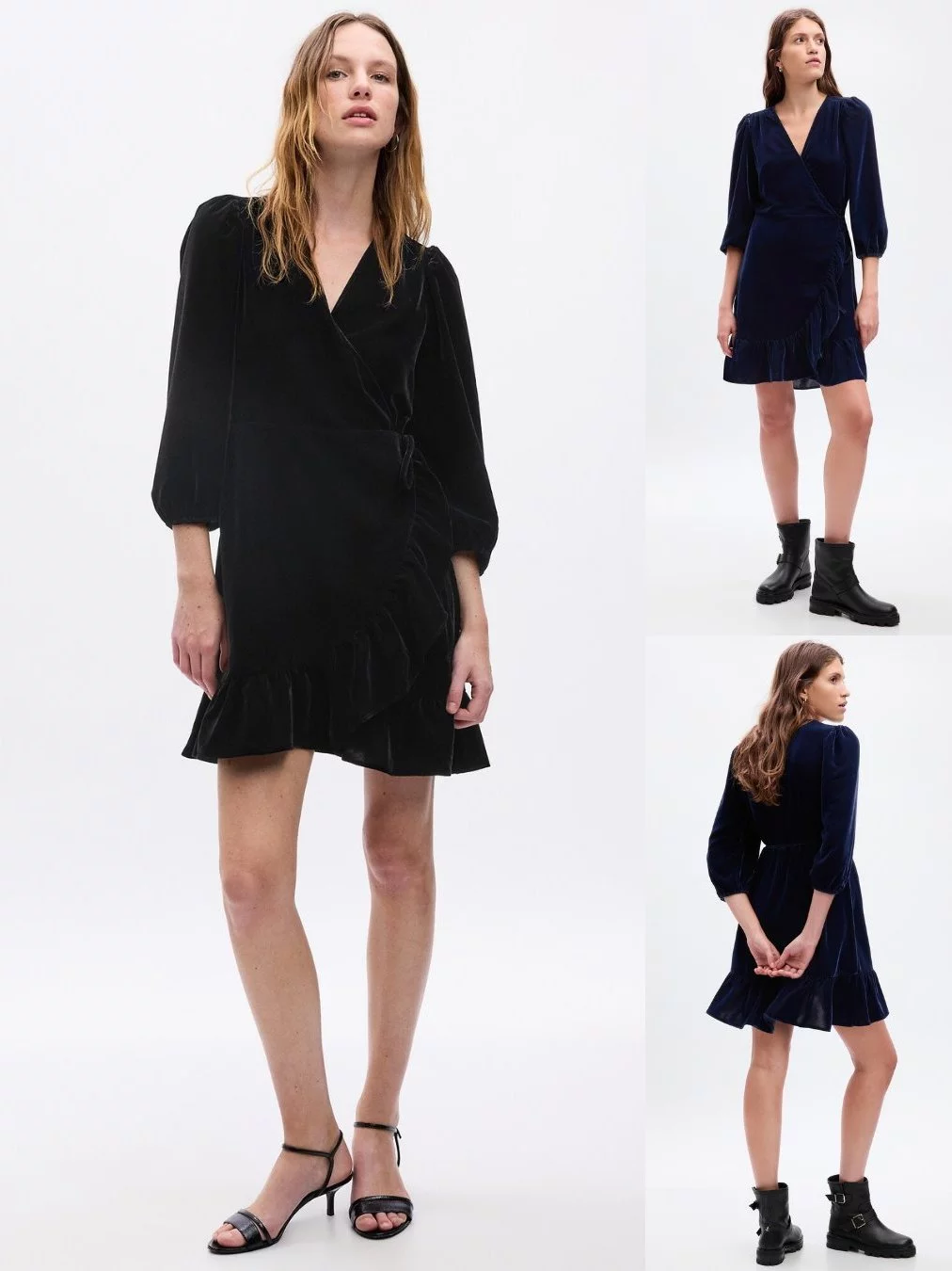 Dress Bahan Velvet Mewah GP Velvet Wrap Mini Dress - 2815