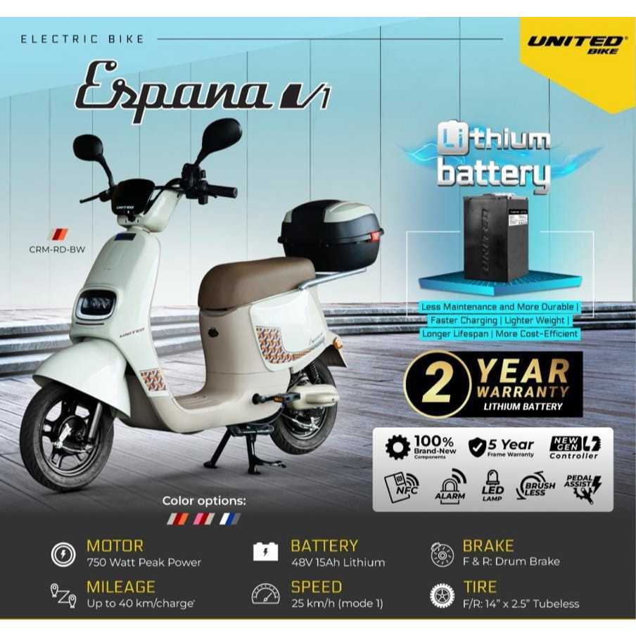 Sepeda Listrik United Espana V1 LITHIUM By United Terbaru