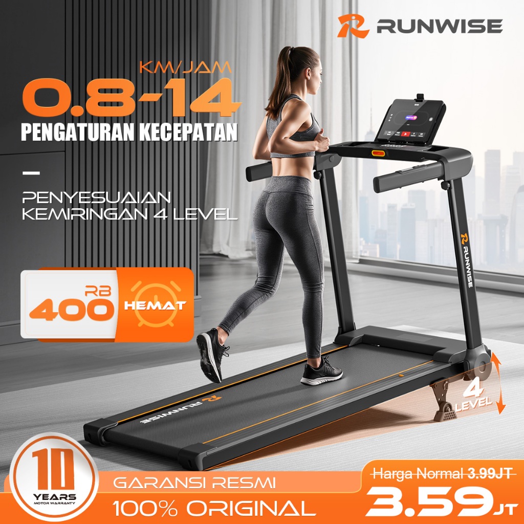 RUNWISE Treadmill Marathon M5 - Motor Brushless Kelas F Tahan Panas & Hemat Energi