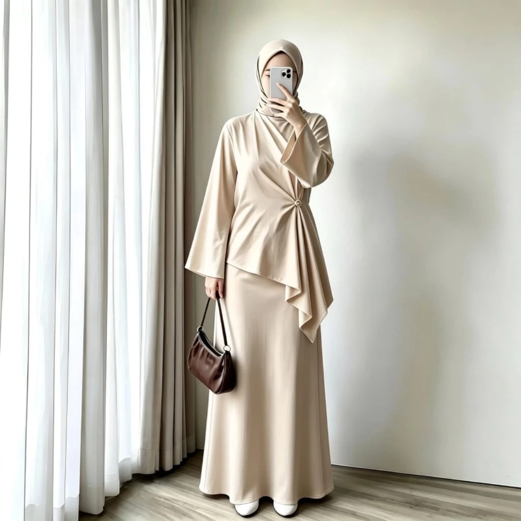 Sadrina Daily Outfit Oneset Baju Muslim Remaja Anti UV Ootd Lebaran dan kondangan