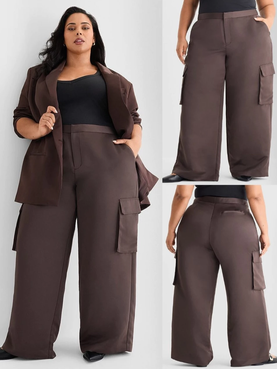 Celana Panjang Cargo Bahan Satin Plus Size AG Satin Cargo Long-Pants - 2853