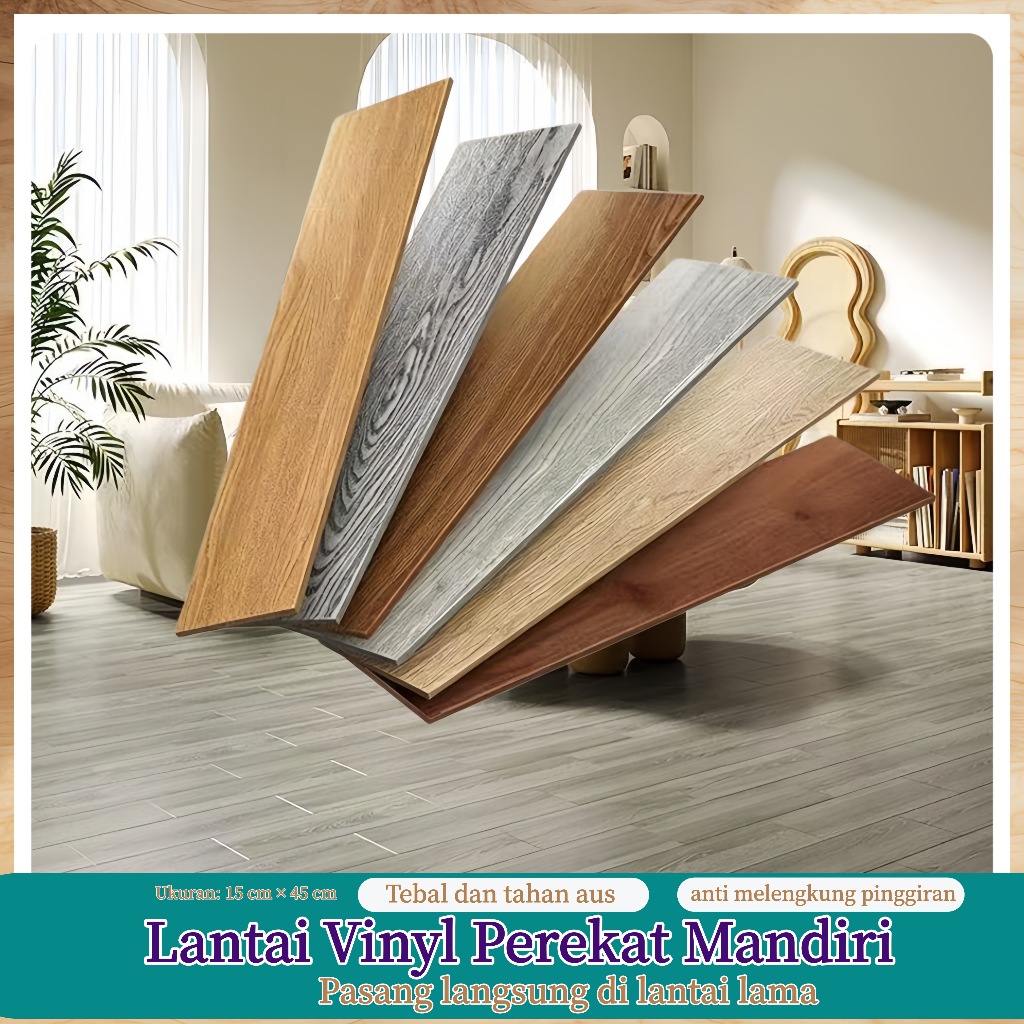 Lantai Vinyl Stiker Perekat / Vinly Lantai Kayu PVC Lantai Premium 45cm x 15cm