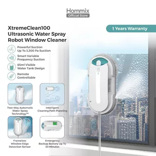 Hommix XtremeClean100 Robot Window Cleaner with Auto Water Spraying | Mesin Pembersih Kaca Automatic Pembersih Jendela Robot Pembersih Kaca