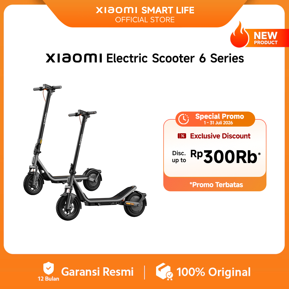 Xiaomi Electric Scooter 6 Series | Xiaomi Electric Scooter 6 Lite | Xiaomi Electric Scooter 6 | Desain Nyaman & Stabil di Setiap Perjalanan | Ban Besar hingga 12-inch Lebih Halus di Segala Medan | Scooter Listrik [Xiaomi Official Store]