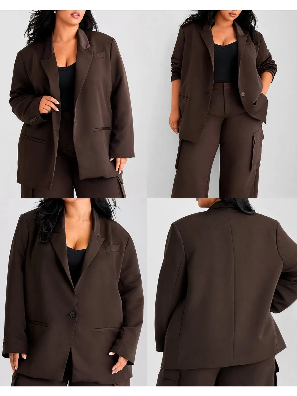 Blazer Wanita Big Size AG Satin Plus Size One Button Blazer - 2864