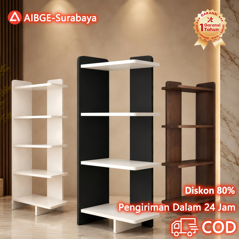 [Surabaya Express]Rak Buku Susun 5 Lapisan Rak Multifungsi Minimalis Rak Buku Dinding Rak Sudut Ruang Tamu Mewah