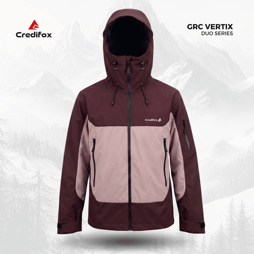 CREDIFOX Jaket Gorpcore Kombinasi VERTIX DUO Series Bahan Taslan Balon Jahitan Full Seal - Jaket Gropcore Outdoor - Jaket Hiking