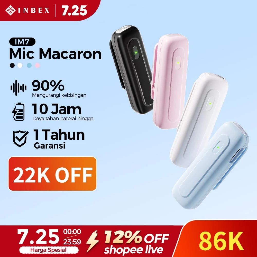 INBEX IM7 Wireless Lavalier Microphone Macaron 360° Omnidirectional DSP Chip One-Touch Mute 2.4G Low-Latency 9 ms ENC 90% - foto 1