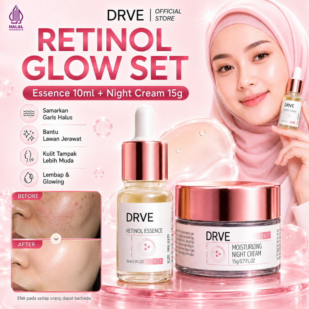 COD DRVE Whitening Retinol Serum Cream  Moisturizer Day Night |Niacinamide Essence Face Glow Up Cream Malam Flek Hitam Melasma Mencerahkan Memperbaiki warna kulit tidak merata, menyamarkan bekas jerawat Perbaiki Skin Barrier Merawat Keremajaan Kulit
