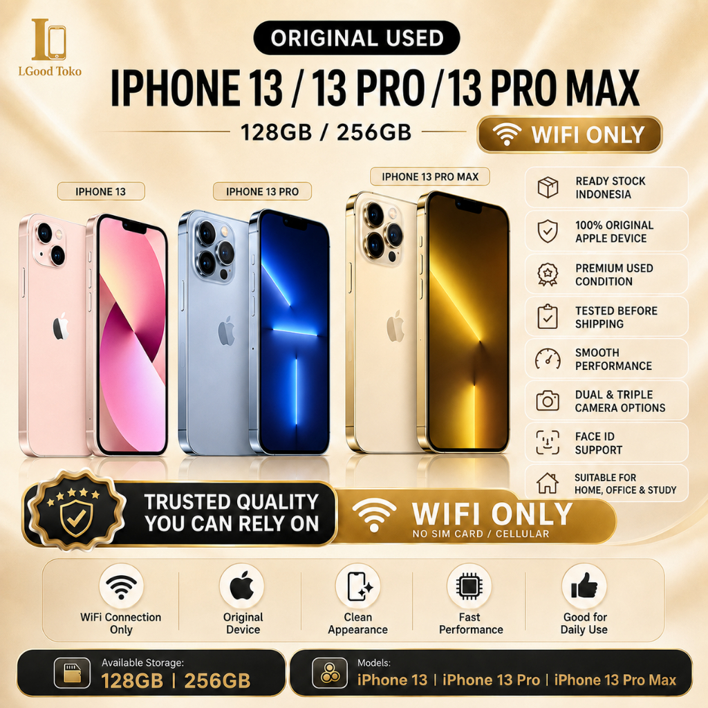 Jual IPhone 13/13Pro/13Promax Original HP 128GB/256GB ONLY WIFI IP 13 ...