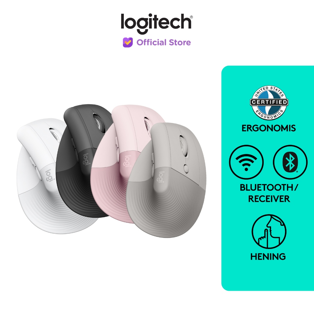 Logitech LIFT Mouse Ergonomic Vertical Wireless Bluetooth Silent
