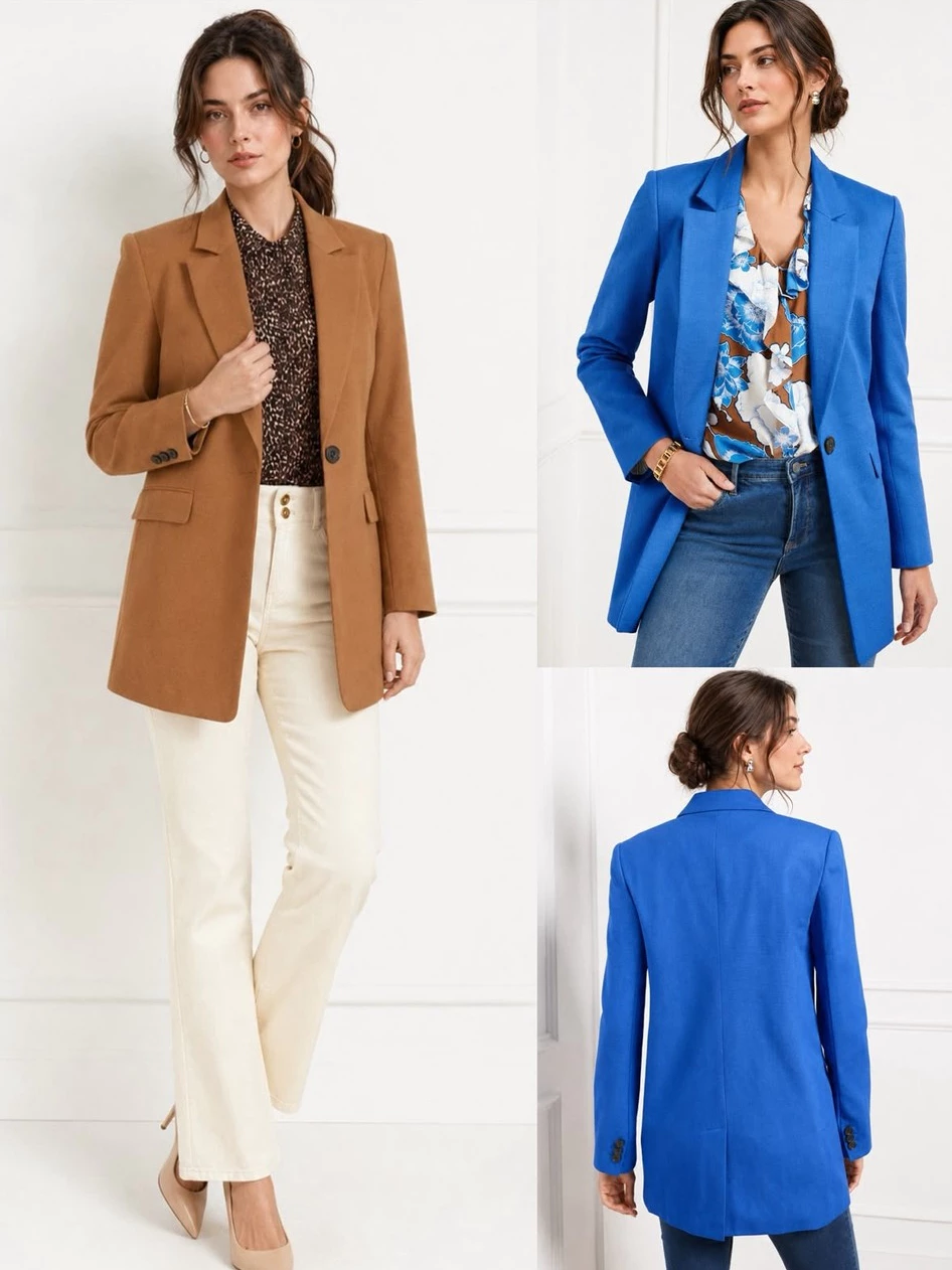 Blazer Formal Casual Wanita TLB Women's Relaxed-Fit Long-Line Blazer - 3070