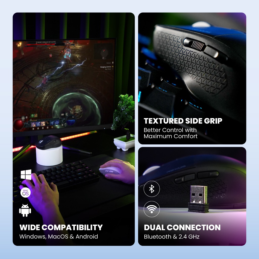 Rexus S5 Aviator Mouse Gaming Wireless Bluetooth - Ambidextrous Design & Adjustable DPI (2)