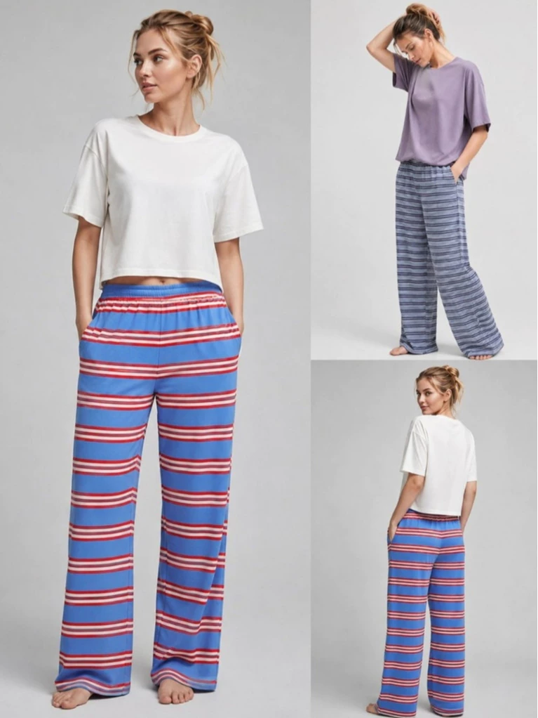 Celana Panjang Semi-Kulot Wanita Bahan Katun Tebal GP Heavyweight Straight Pants - 3115