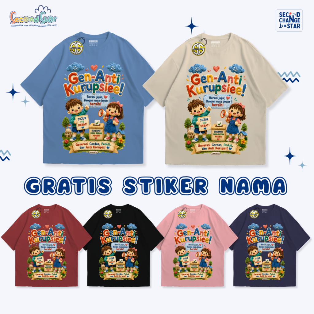Kaos Anak Motif Gen Anti Korupsi Duo - SSA169