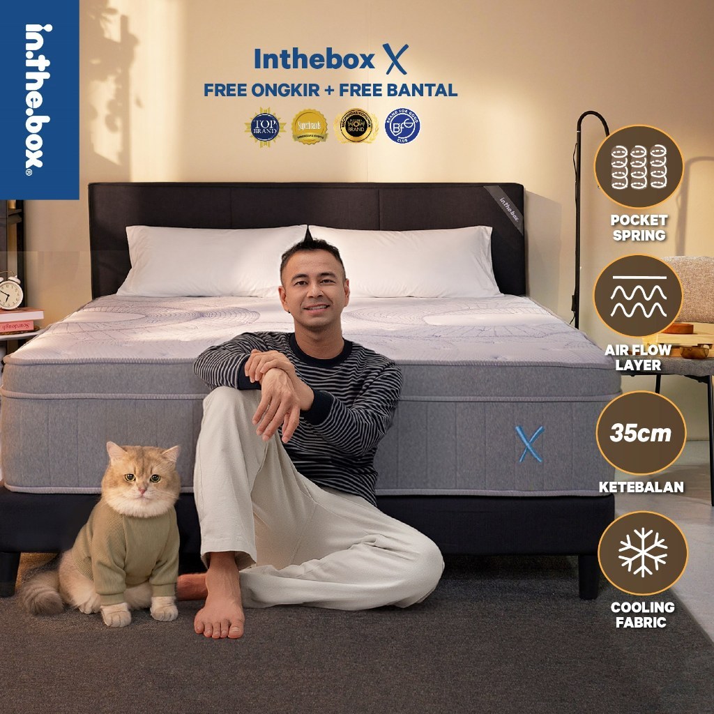 [COD] Kasur Springbed Pocket Spring INTHEBOX X Quilting Elegant Supersoft Tinggi 35 cm - Free Bantal Garansi 10 tahun