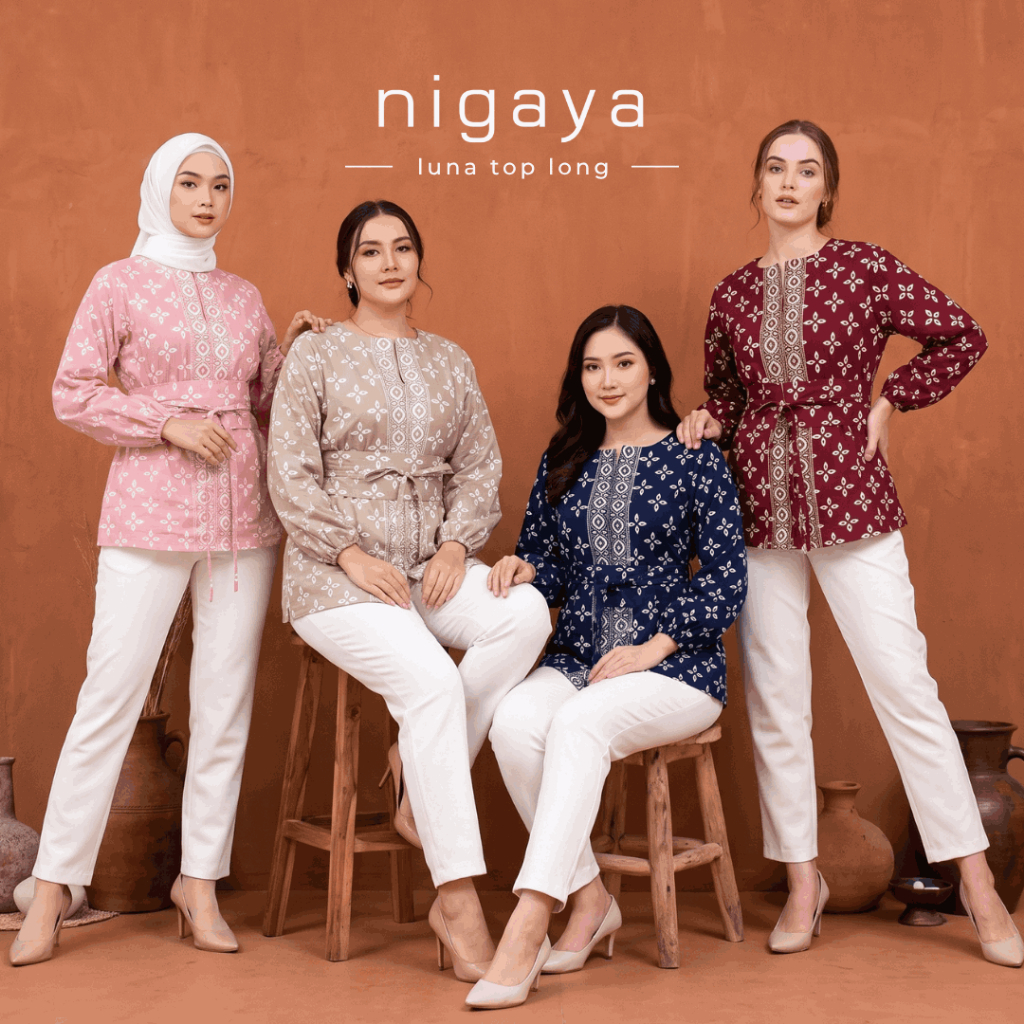 NIGAYA - New Luna Top Long - Blouse Baju Atasan Wanita…