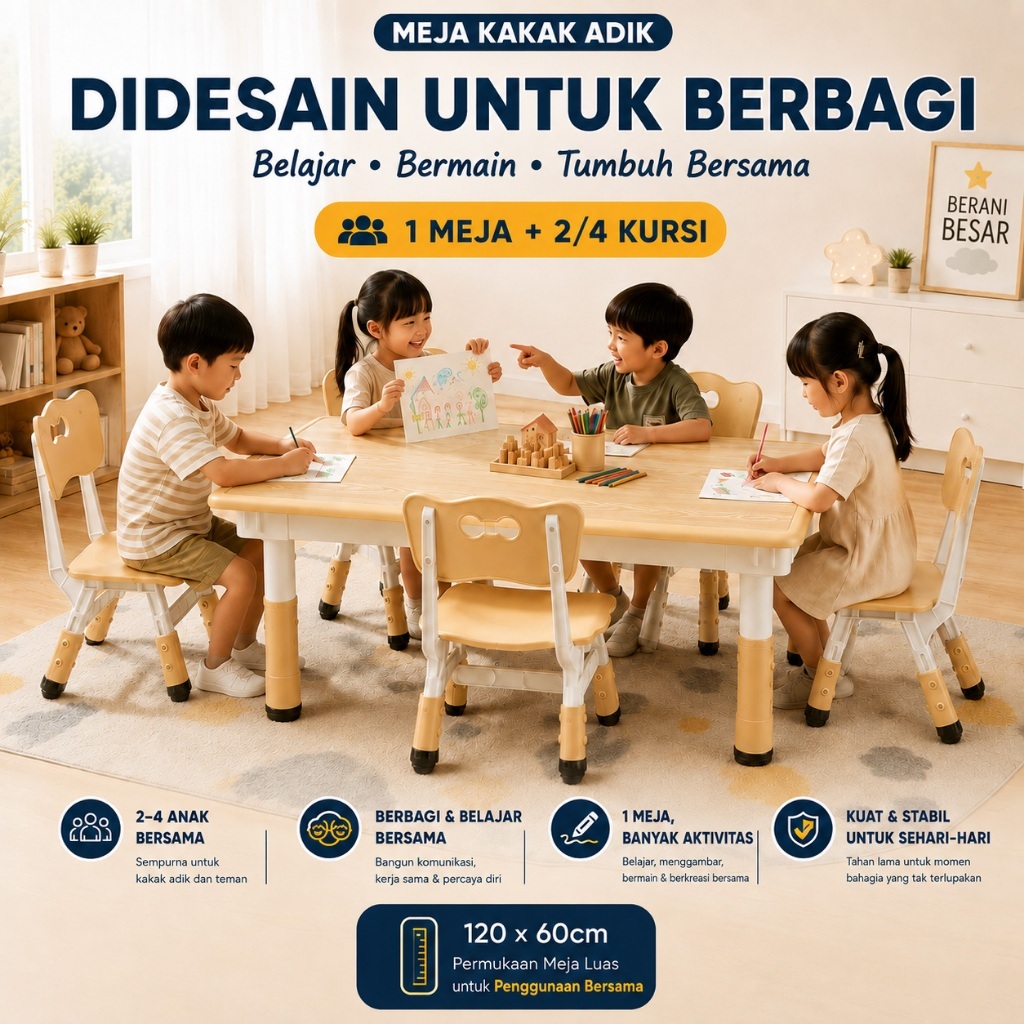penyesuaian tinggi set meja kursi anak untuk menjaga postur tubuh