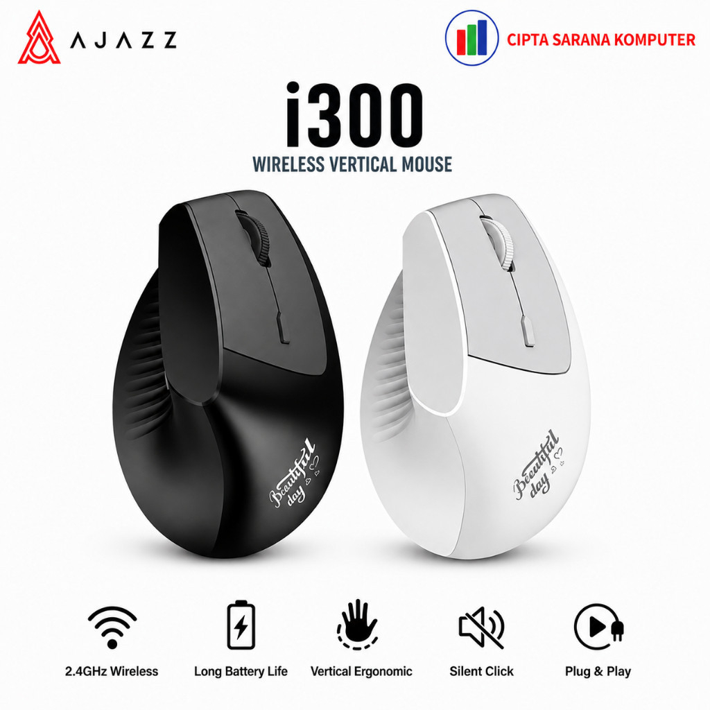 Jual Ajazz i300 Wireless Ergonomic Vertical Mouse | Shopee Indonesia
