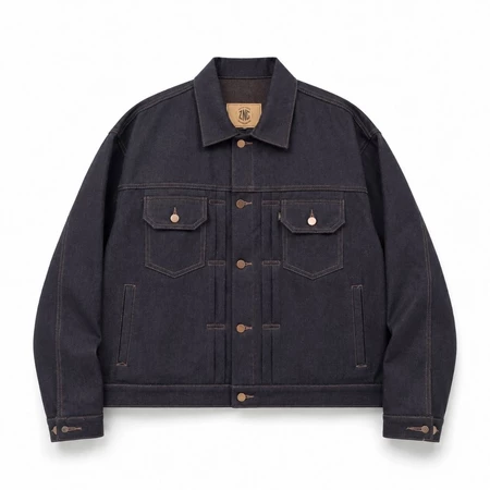 RK002 Jaket Denim BOXY Raw Denim 14oz WEFT BROWN Premium