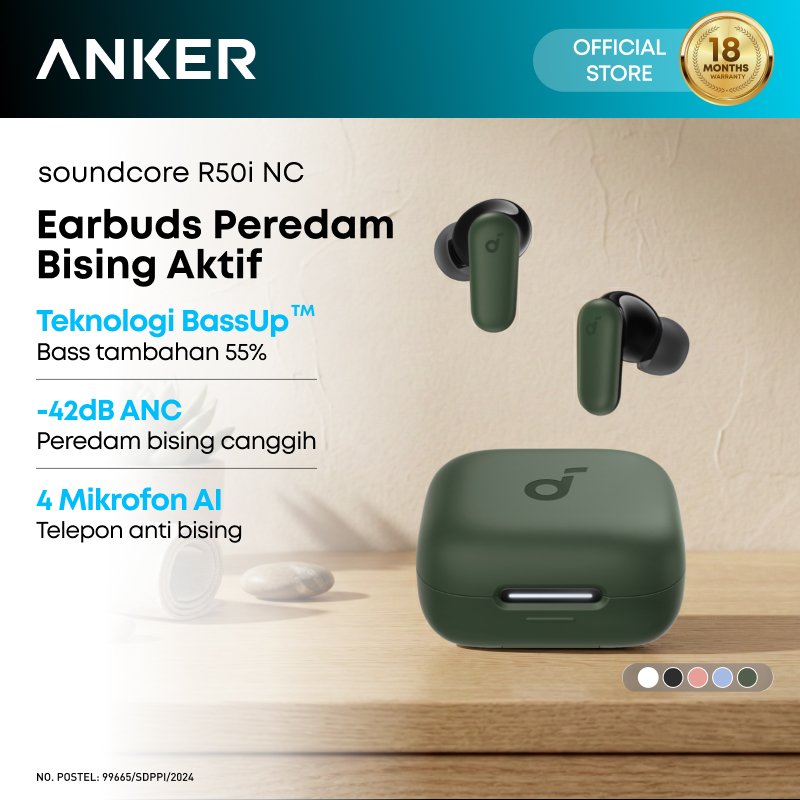 Anker soundcore R50i NC Earbuds Adaptive Noise Canceling Headset Earphone Bluetooth 5.4 TWS Low Latency for Game Long Battery 4 Mics IP54 - A3959
