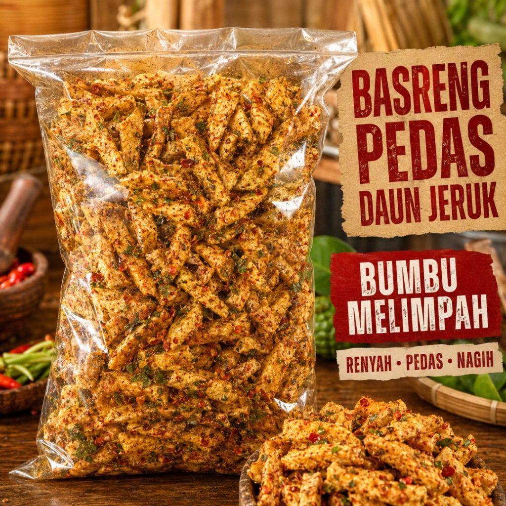 Basreng Pedas Daun Jeruk 1kg Rasa Kriuk Jeruk